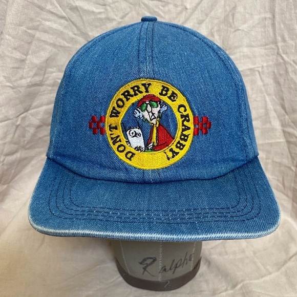 Maxine Other - Vintage Maxine “Don’t Worry Be Crabby” Denim Embroidered Cap/Hat